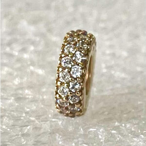 Authentic Pandora 14k Solid Yellow Gold Whit Clear CZ Spacer Charm